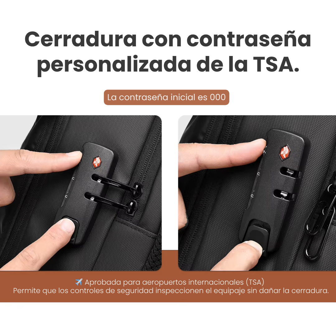 Mochila de Viaje Viral con bolso compresión con candado